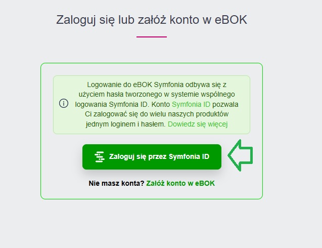 Ekran logowania do Symfonia eBOK