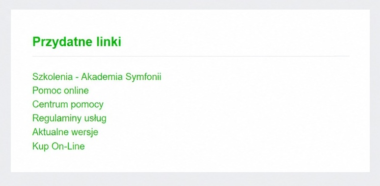 Sekcja Przydatne linki