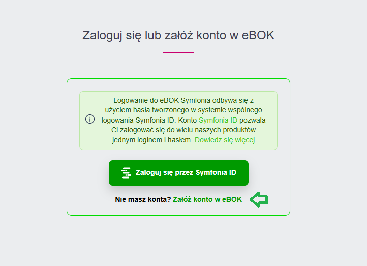 Ekran rejestracji konta w Symfonia eBOK