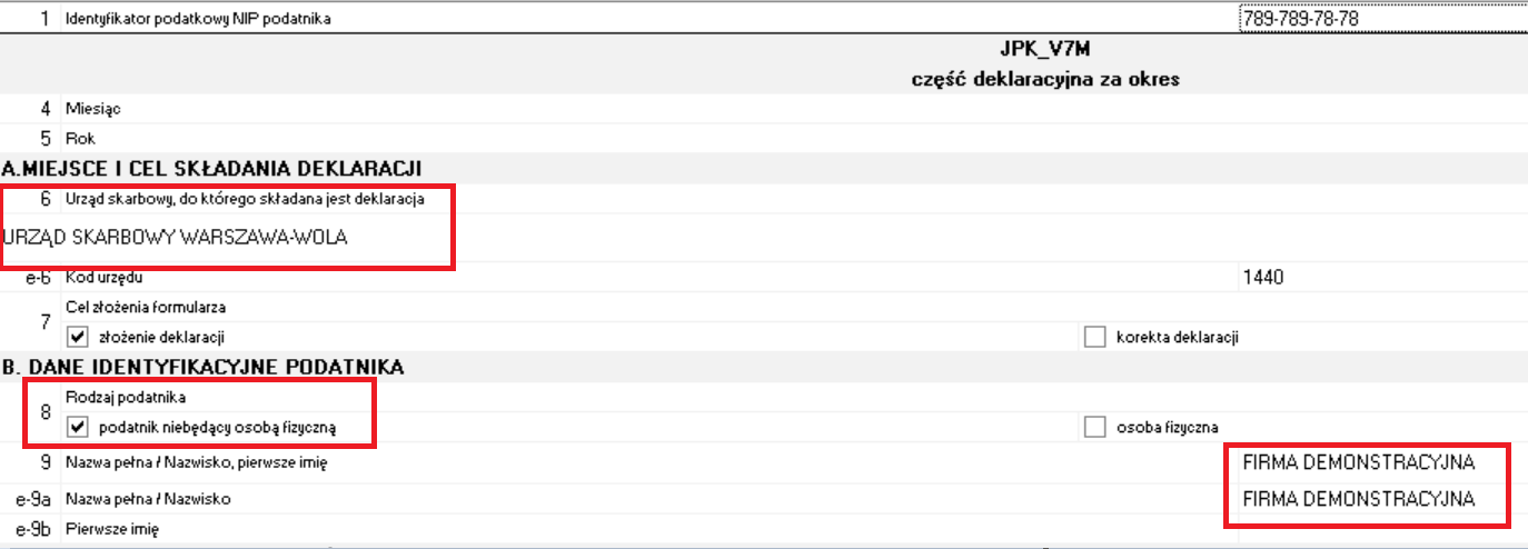 Mkp Ustawienie Właściwego Podatnika Na Deklaracji Jpkv7 Symfonia Centrum Pomocy 6636