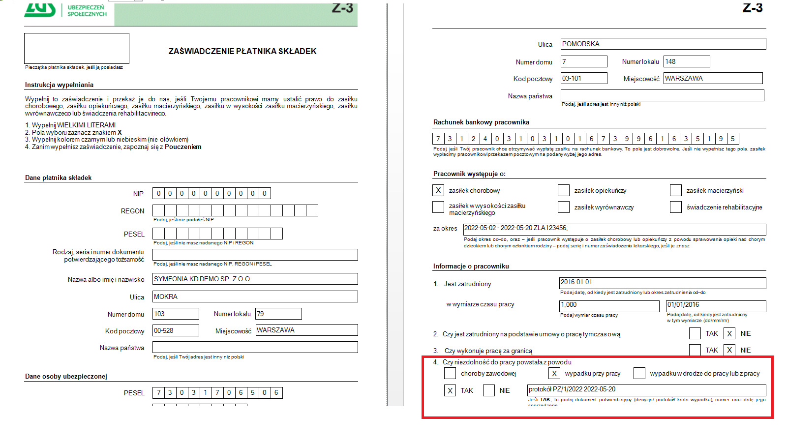 Kip Co Zaznaczyć W Systemie W Celu Uzupełniania Punktu Nr 4 W Zus Z 3 Informacja O Wypadku 0675